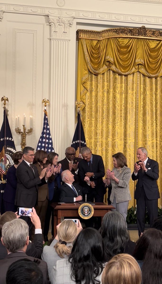 A quick fist bump exchanged between <a href="/POTUS/">President Donald J. Trump</a> and <a href="/BarackObama/">Barack Obama</a> after the signing of the Executive Order to strengthen the ACA.