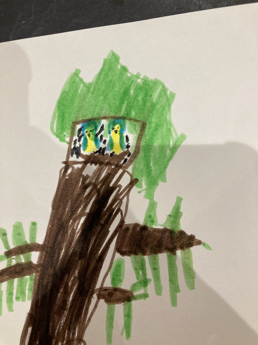 SoCakesUK's tweet photo. @BBCSpringwatch my son (4) drew this picture of two blue tits nesting with a clutch of 16 eggs (his words!) thought you’d like it! https://t.co/f7soe8wMWI