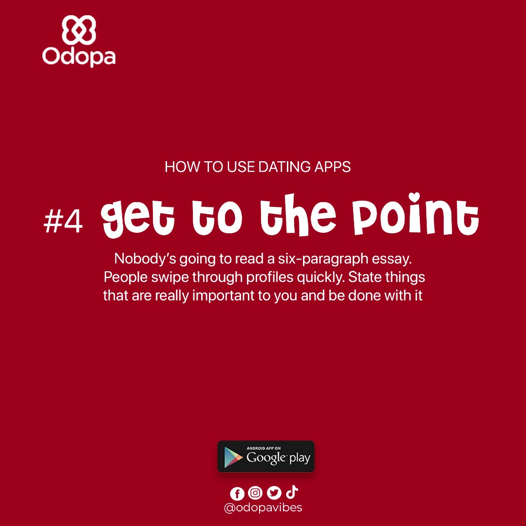 odopavibes's tweet photo. Also, an ideal balance is 70% about you and 30% about the person you're looking forπ
#odopadatingapp #swiperightmaterial https://t.co/6BnRJ5821C
