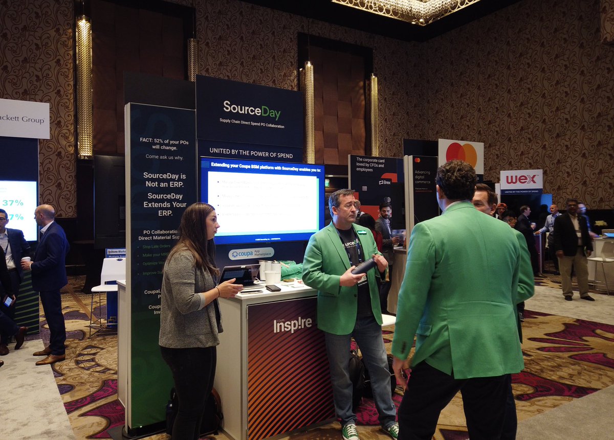 CoupaPartners's tweet photo. Looking for a better way to collaborate with your suppliers? Trying to optimize your supply chain performance? Check out the #SourceDay booth at #CoupaInspire to see how your business can gain visibility into direct spend, right from @Coupa https://t.co/i8ooe12z9h @SourceDay https://t.co/yyu5EtiW0n