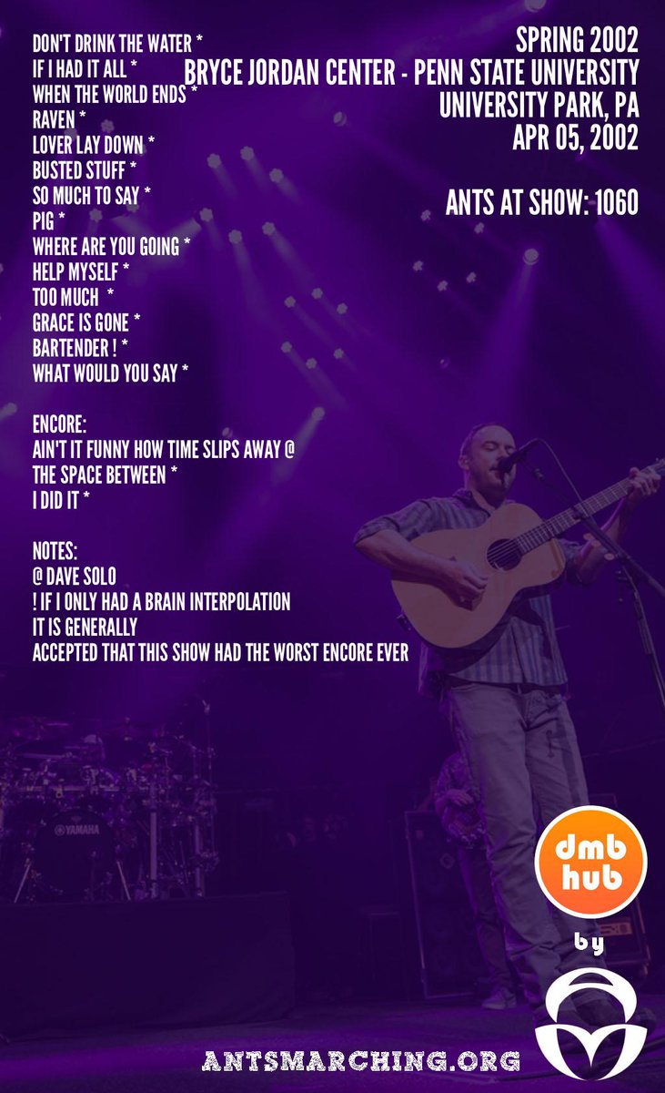 On this day in DMB History: DMB2002-04-05 @ University Park, PA  bit.ly/1qcrpLi