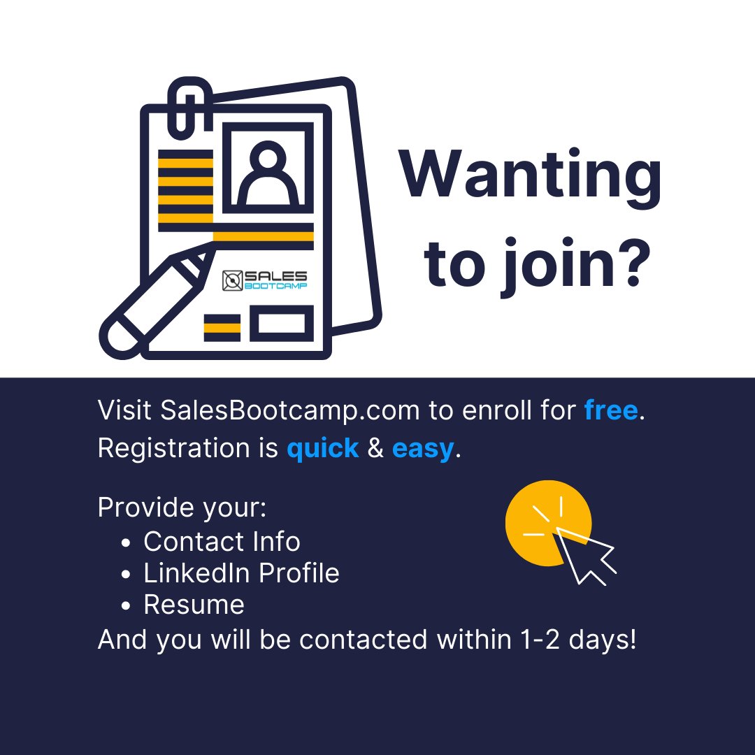 salesbootcamp's tweet photo. Interested in 1-week coursework that will transform your career in tech sales?
Then you're in the right place!

Visit https://t.co/vFW4uZVDKV to join for free!

#salesbootcamp #govendition #techsales #sdr #tech #careeradvice #registernow #apprentice #transformation #jobsearch https://t.co/JRDi6pKabY