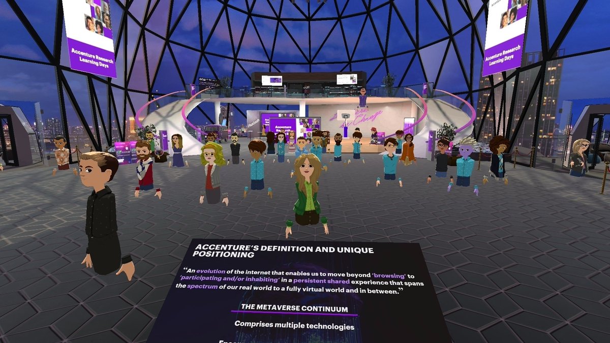 Exciting and fun to meet all @AccentureRSRCH colleagues in the #Metaverse today.  The @Accenture #TechVision 2022 is becoming reality, thanks to @mcarrelb for the inspiration!