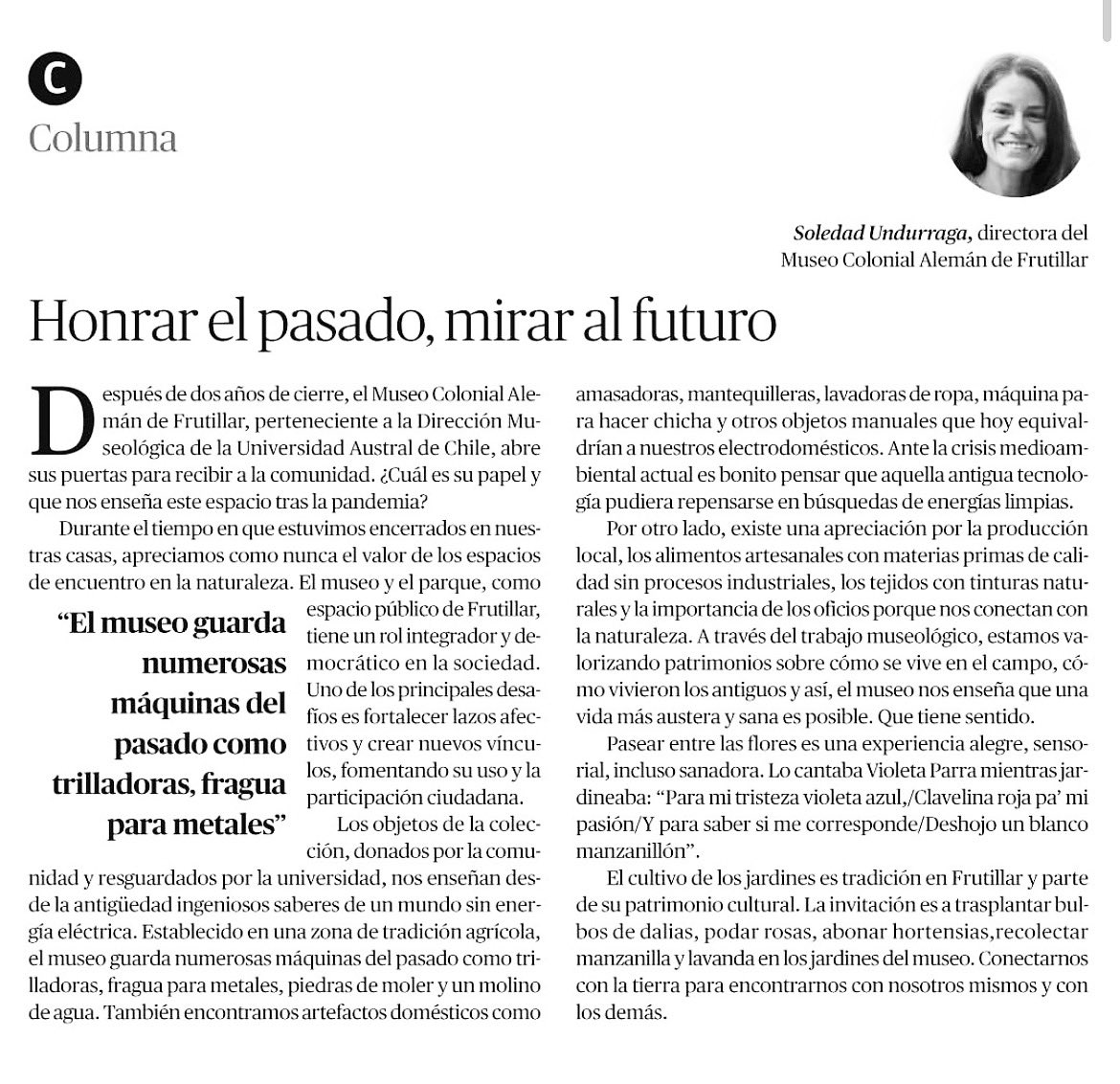 Nada como aquietar, tranquilizar el corazón en este parque de la naturaleza.🌿🌿

Gracias <a href="/pladesfrutillar/">Fundación Plades</a> por la invitación a escribir esta columna en El Llanquihue.
<a href="/museosaustral/">museosaustral</a> <a href="/UAustraldeChile/">Universidad Austral de Chile</a> <a href="/FrutillarMuni/">Municipalidad de Frutillar</a>