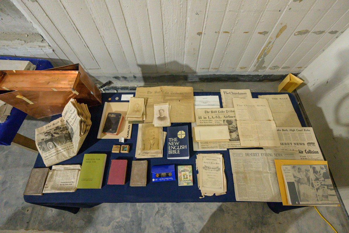 StMarksHosp's tweet photo. The headline says it all... 

'This is just so cool': @StMarksHosp's time capsule reveals artifacts from 1800s https://t.co/xN8TyA2bKz via @KSLcom's @cwilliamsKSL
📸: Dezember Photography 

(We see you, @Deseret News papers from 1892 &amp; 1971!) #StMarks150 #UtahsFirst
@MstarHealth https://t.co/ZexVSRVoVc