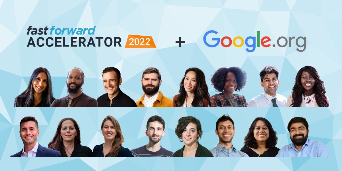 #GoogleOrg is proud to support the growth of 9 innovative nonprofits through <a href="/FfwdOrg/">Fast Forward</a>'s #FFWDAccelerator22 program. These tech innovators are building #TechForGood solutions for education, racial justice, workforce development &amp; more. Learn more: goo.gle/3DKdsAx