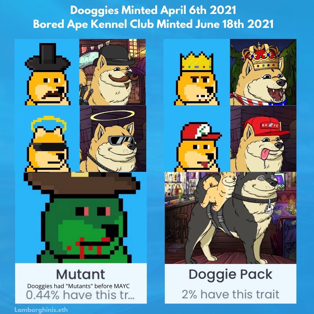 alltimehigh305's tweet photo. This is kinda of nuts... @DooggiesNFT Vs. @BoredApeYC https://t.co/9RHLZLyXg8