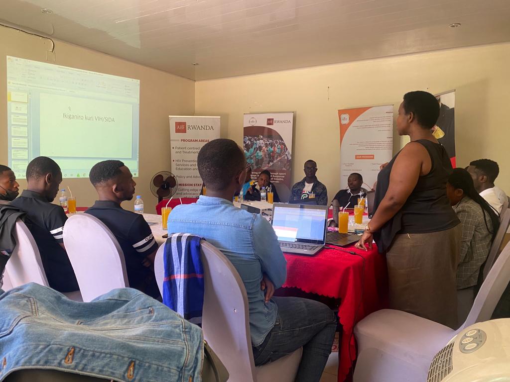 UmuriFoundation's tweet photo. With the support of @ahfrwanda our 20 coaches; who engage above 2000 children including vulnerable ones, are being trained on HIV/AIDS prevention by @HDIRwanda specialist, which will contribute to the National HIV/AIDS target of ZERO new #HIV cases by 2030 #Sport4Protection https://t.co/SiksZPkzOK