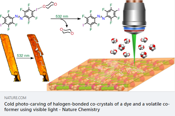 ccdc_cambridge's tweet photo. In this Nature article, authors at @McGillChemistry (@TH_Borchers, @TomislavFriscic, et al) show gentle photo-carving of azo-volatile co-crystals using a low-power, visible laser light!
🔗 Article: https://t.co/1FwrQzbpcP 
🔗 View the structures: https://t.co/PM17g71hfQ

@mcgillu https://t.co/CSmsae9jzu