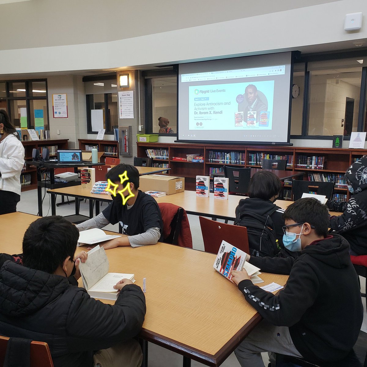 angfalkenberg's tweet photo. 6th grade ELA connects their readings on social justice, activism, and antiracism with @Flipgrid conversation with @DrIbram. #DCPSHasLibrarians #AASLslm https://t.co/TQdq34DRfY