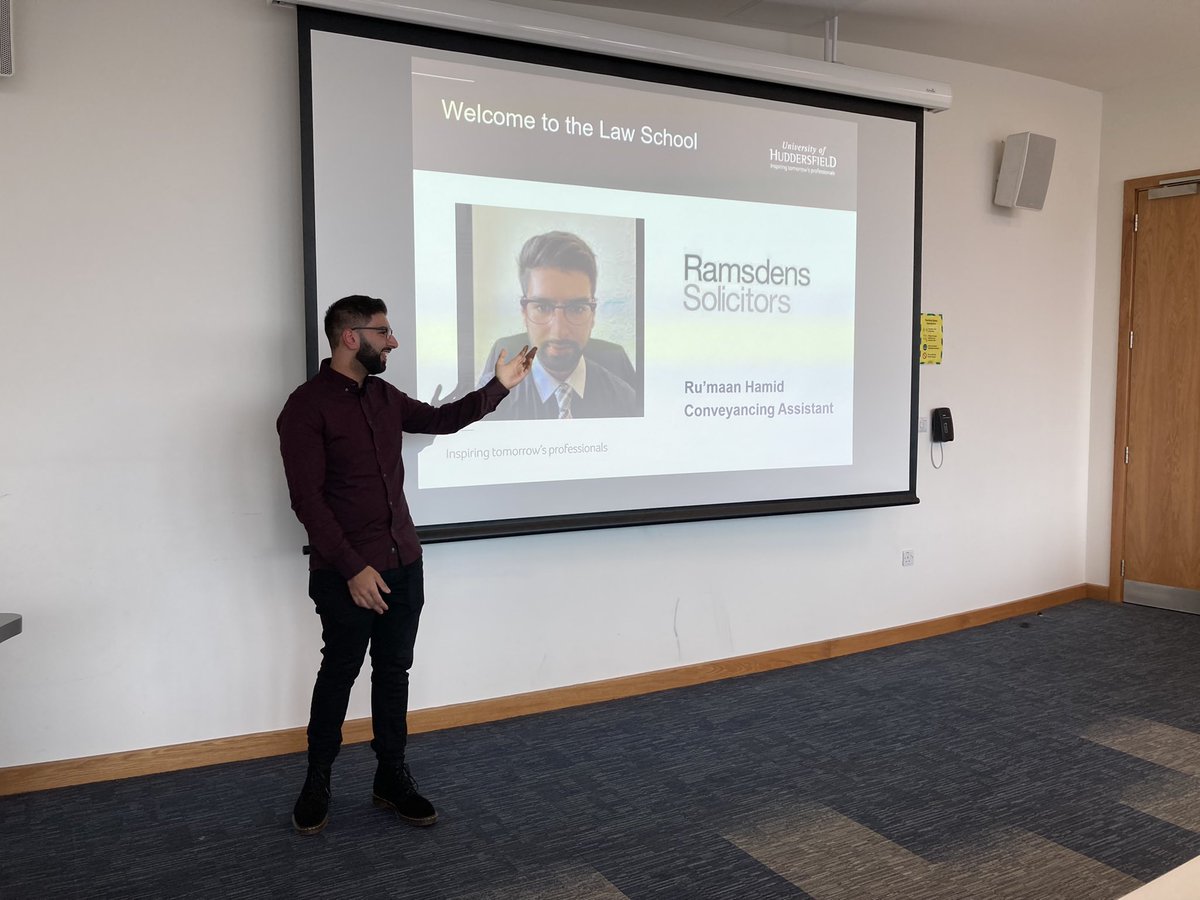 Thank you to our alumnus Ru’Maan Hamid of <a href="/RamsdensLLP/">Ramsdens Solicitors LLP</a> who returned to the <a href="/UoHBusinessSch/">Huddersfield Business School</a> to talk to our law students in year 4 with  <a href="/nataliegibson82/">Natalie Prowse</a> on how to prepare for exams and tips for revision from a student perspective, as well as careers &amp; application advice