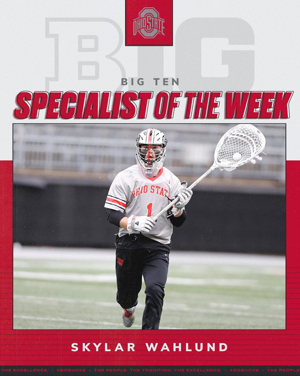 ⭐️ <a href="/B1GLacrosse/">Big Ten Lacrosse</a> Award Winner ⭐️

<a href="/skylarwahlund/">Skylar Wahlund</a> is your #B1G Specialist of the Week after his 11-save performance in Ohio State's 18-9 win over Penn State last Friday ‼️

🔗: go.osu.edu/CJYh

#GoBucks