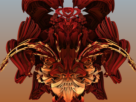 mandelblob's tweet photo. (1/2) In the Mandelverse, there are hundreds of Mandelbulb #NFTs waiting to be freed from their shadow form (2nd tweet), like "Samurai Ram" below. https://t.co/1P0Vb5AHTu