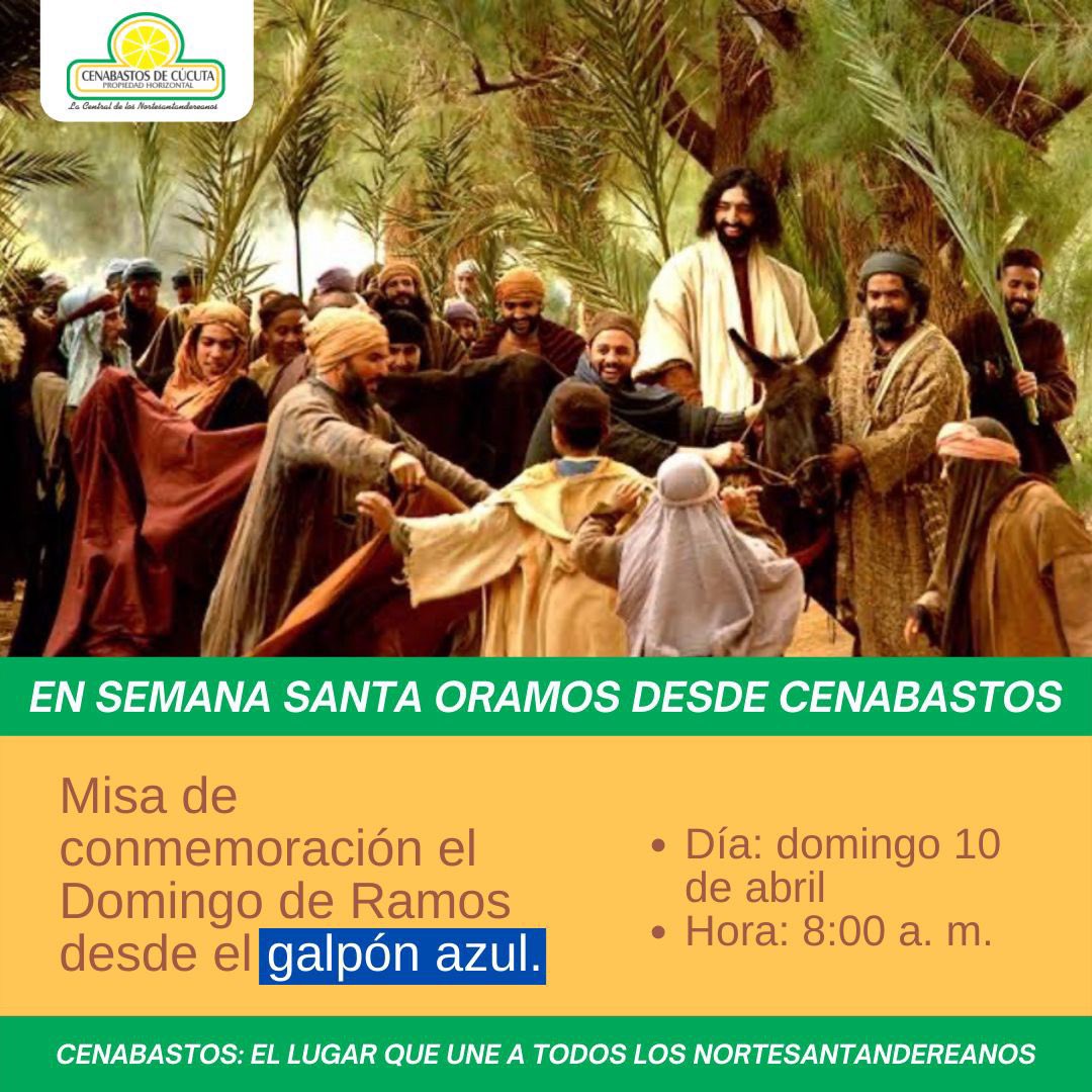 cenabastosph's tweet photo. Para este domingo 10 de abril, los comerciantes y visitantes devotos de la Semana Santa podrán asistir al galpón azul y participar en nuestra Eucaristía del domingo de Ramos.

Recuerde llevar en sus manos ramos de palma para la bendición. https://t.co/4yR6zCJb8X