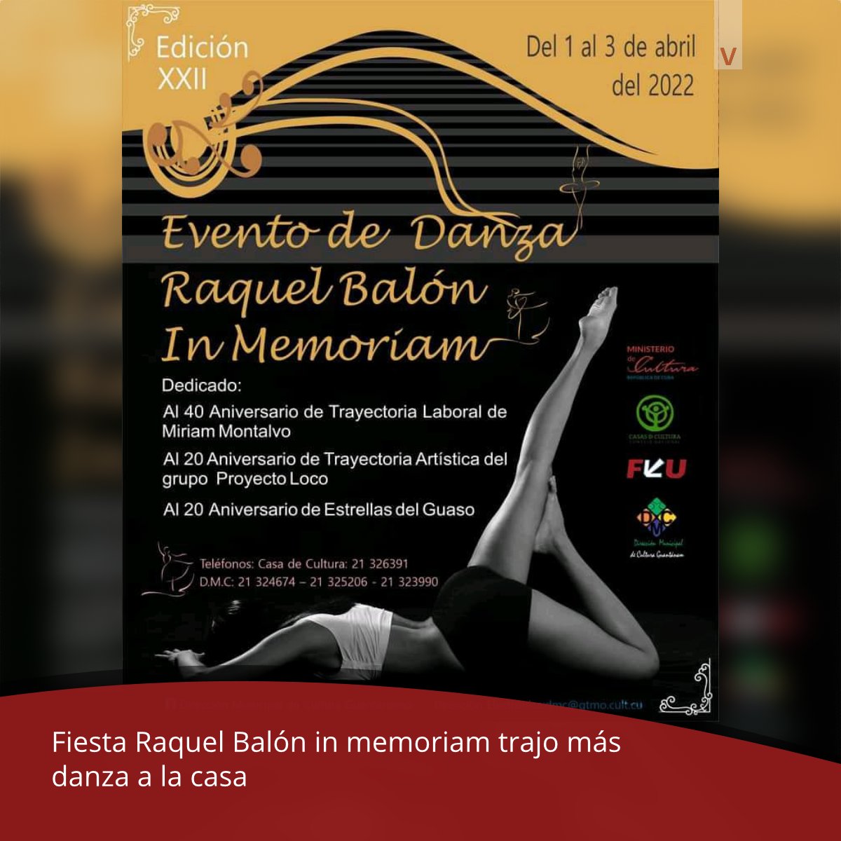PrensaGtmo's tweet photo. Dedicado al 20 aniversario de los grupos #EstrelladelGuaso y #ProyectoLoco, así como a homenajear el trabajo de los instructores de arte en el municipio de #Guantánamo, tuvo lugar la edición XXII de la Fiesta de la #Danza #RaquelBalón in memoriam.
👁️https://t.co/ofiP4SKSXn https://t.co/IFtWHw2xox