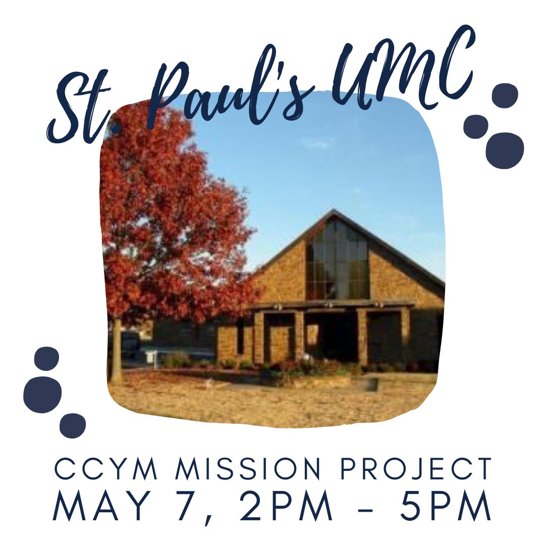 OKCCYM's tweet photo. Along with our mission at Cross Point, we're also holding a mission in May at St. Paul's UMC in Duncan! If you can't attend our Cross Point mission, please consider signing up to join us at St. Paul's on May 7th!
#okumc #okccym https://t.co/FQ61wa1DTA