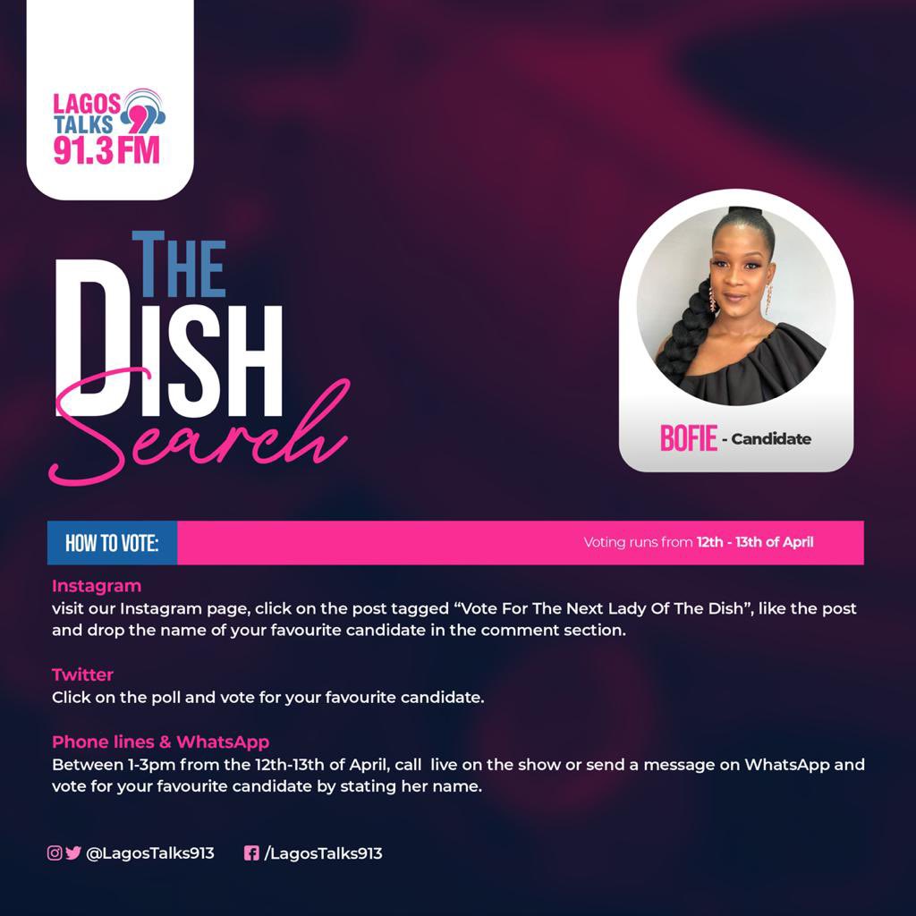 LagosTalks913's tweet photo. The search for the Next Lady of the dish is still very much ongoing. Today, We had our second Candidate, @Bofitashow. She joined the Ladies on #TheDishLagos and it was a really exciting and enlightening one! https://t.co/5nUdm7njBw