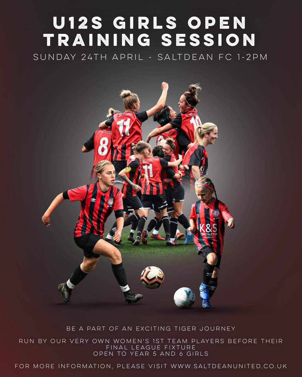 NEW GIRLS TEAM!! We are delighted to announce an U12s open training session that will be held just before our final game of the season! The session will be run by 1st team players on the main pitch at Hill Park. Interested? For more info & to sign up, visit our website!🐯