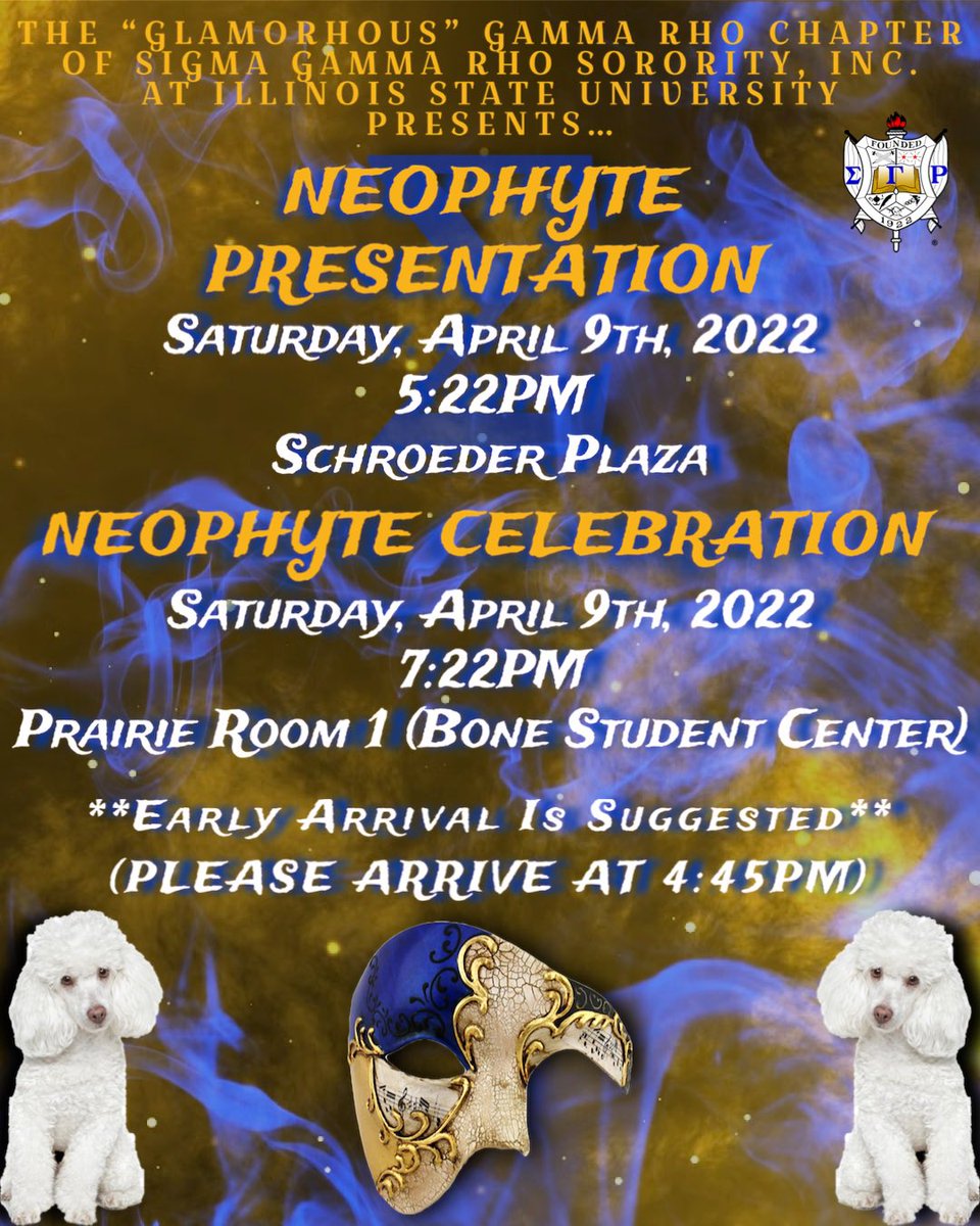 Sigma_GammaRho's tweet photo. The Poodles Are Coming To A Yard Near You🎭🐩…

🔔4/9/2022🔔

Be There Or Hear About It💙💛! 

#ThePoodlesAreComing #GlamorousGammaRho #SGRho #SigmaGammaRho #ISU25 #ISU24 #ISU23 #ISU22 https://t.co/ySl2vf6DDJ