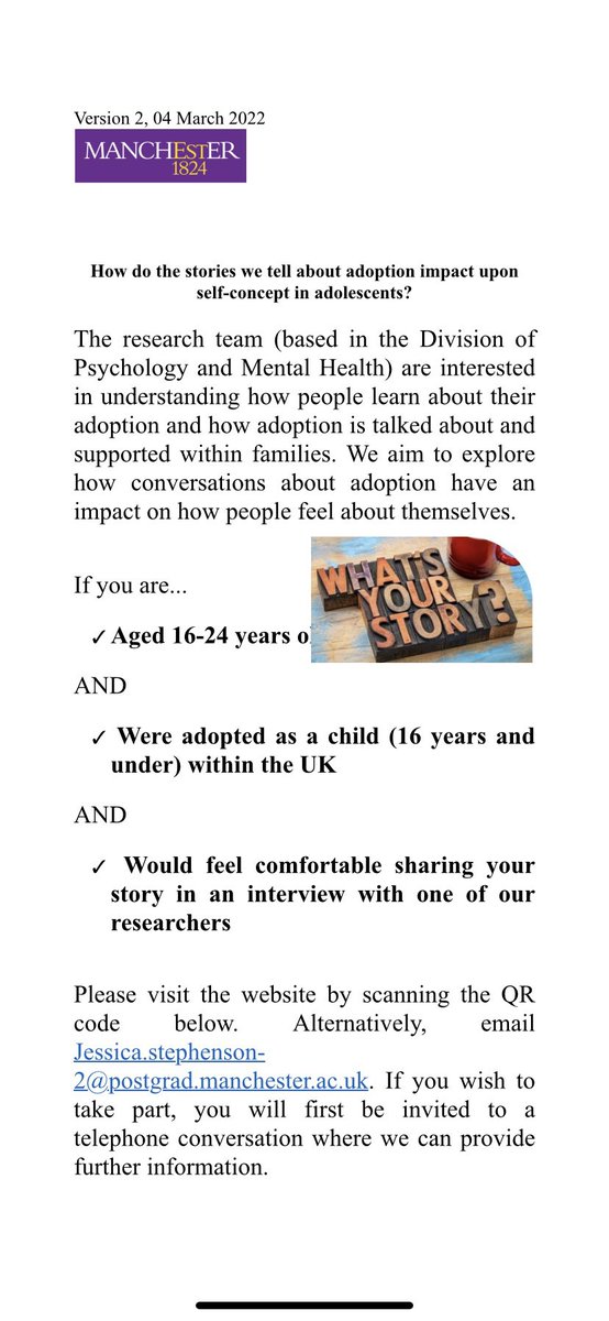 AdopteeExperien's tweet photo. Hi, we’re also conducting a study looking for participants aged 16-24 , focused on the experiences of people who have been adopted. Focused on understanding adoptee experience and story. Please consider participating. #adopteetwitter https://t.co/deB4SvWlCV