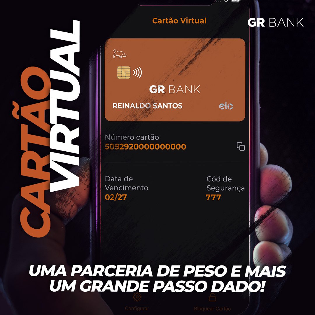 GRBankoficial's tweet photo. Uma parceria de peso e mais um grande passo dado pelo GR Bank. 

#grbank #bancodigital #cartaovirtual #parcerias #novidades https://t.co/3DqV44KSrl