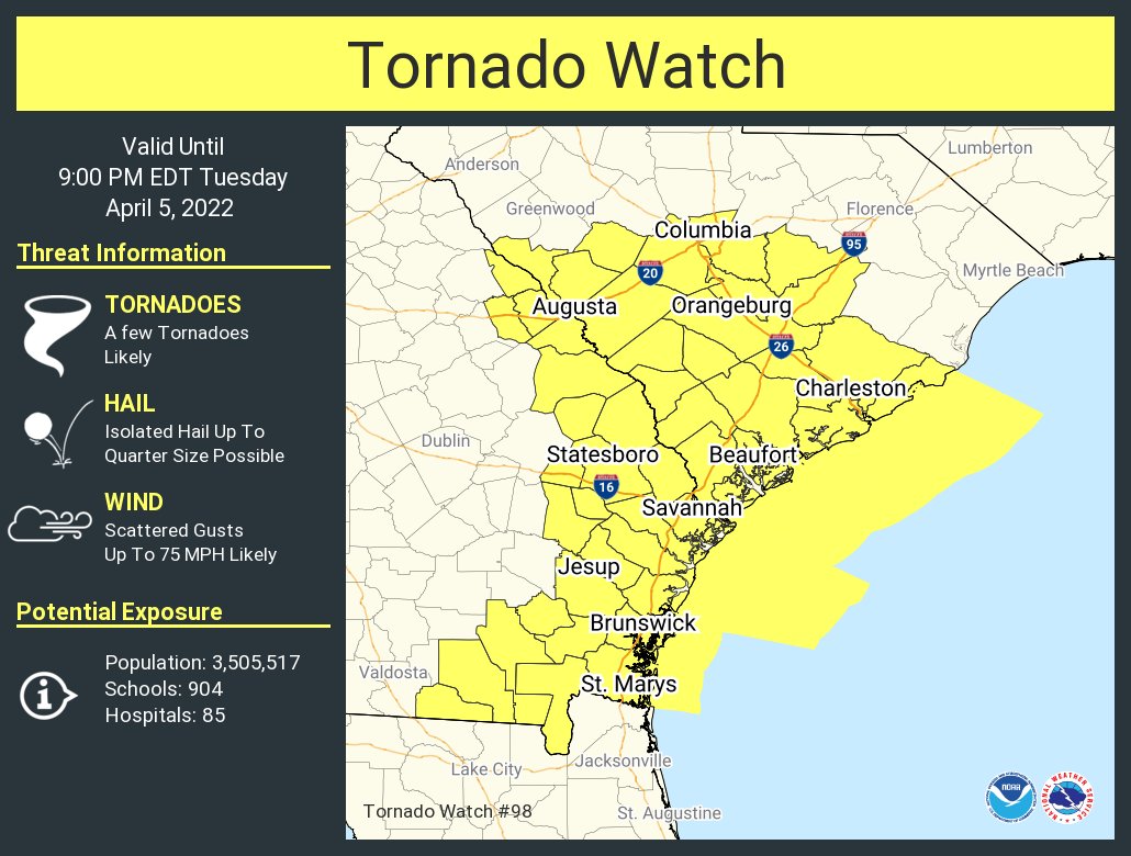NWS Columbia on Twitter "A Tornado Watch has been issued for much of