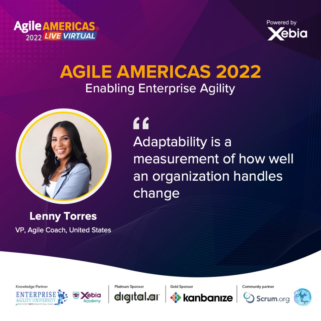 Brilliant session by Lenny Torres on "Enabling a Mindset of Adaptability and Innovation" at #AgileAmericas2022.

Thank you so much for sharing your knowledge and insights with us.