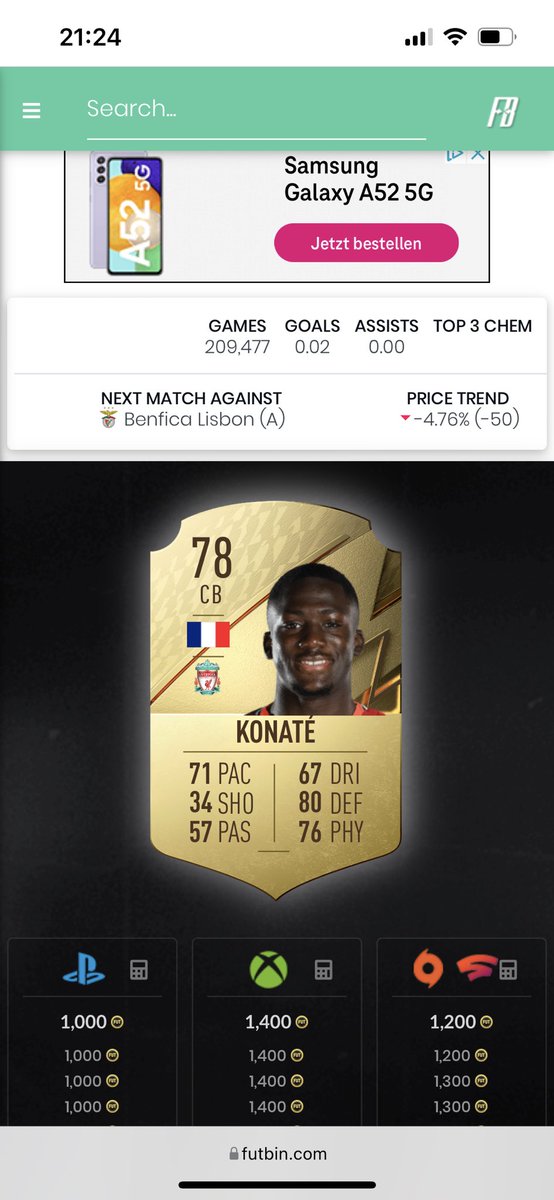 Kommentator: Konate Spitzentempo 36km/h

EA: