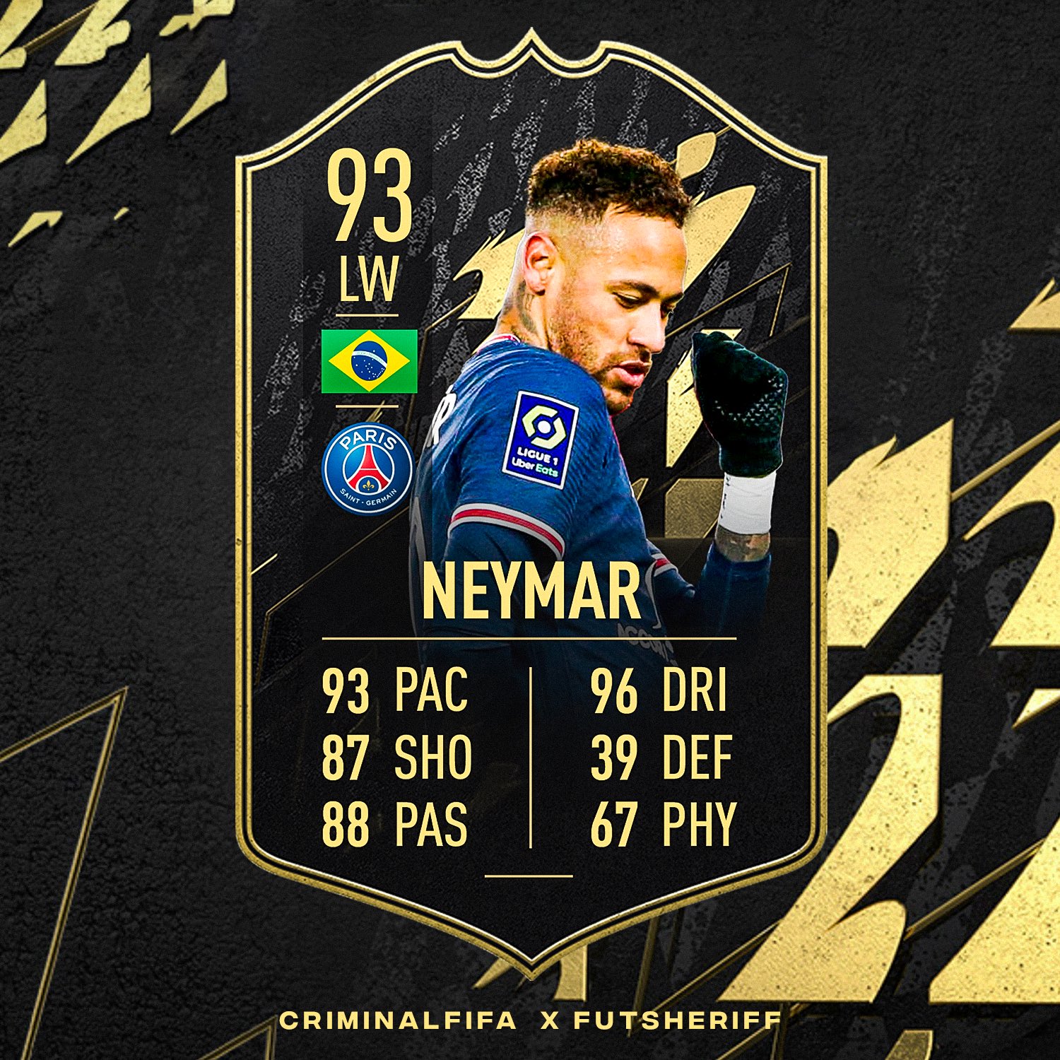 Fut Sheriff on X: 🚨Neymar🇧🇷 is in TOTW! OFFICIAL STATS✓ @Criminal__x ❤️  #fifa22  / X