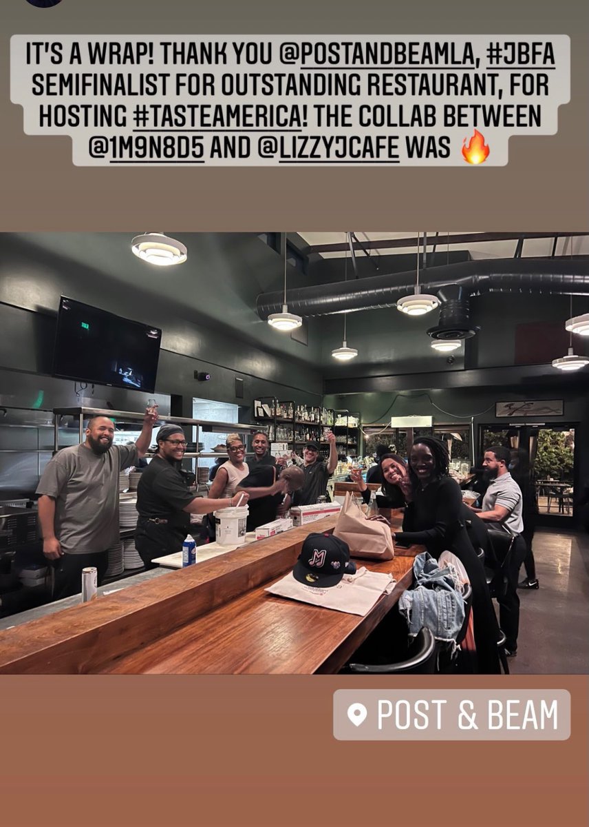 Still thinking about last week's wonderful <a href="/beardfoundation/">James Beard Foundation</a> event at <a href="/postandbeamla/">Post & Beam</a> (a #JBFA semifinalist for outstanding restaurant). Thank you Post and Beam for hosting the #tasteamerica! collab between @1m9n8d5 and @lizzyjcafe -It truly was a magical evening!