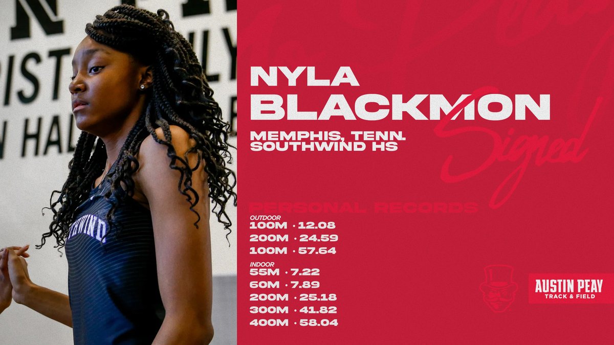 GovsXCTF's tweet image. The 𝗡𝗼.𝟭 sprinter in the state is heading to Clarksville ⚡️‼️

Excited to announce the signing of Nyla Blackmon #LetsGoPeay