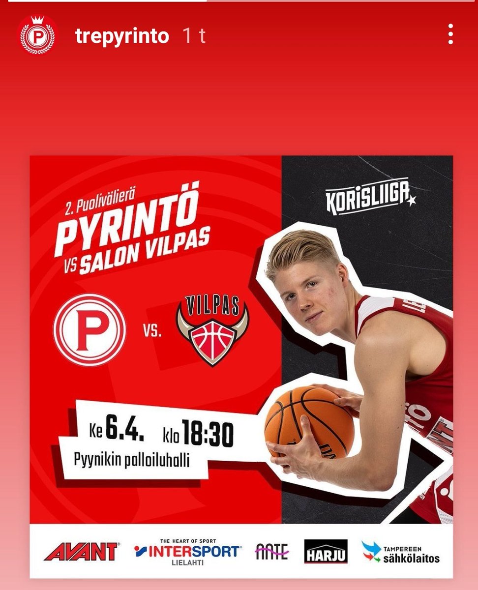 Keskiviikkona 6.4 klo 18.30 Pyrintö ja @VilpasVikings  osa 2. Pleijarikevät on vauhdissa nyt Pyynikillä. #korisliiga