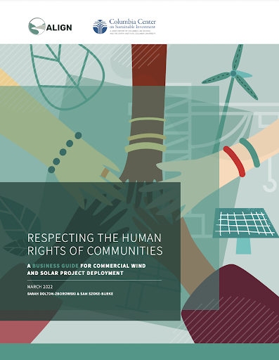 CCSI_Columbia's tweet photo. For a #JustTransition, wind &amp; solar energy project deployment must respect the rights of Indigenous Peoples, local communities, &amp; #humanrights defenders.
CCSI's Business Guide &amp; Legal Primer highlight the importance of &amp; strategies for doing so. 
Read: https://t.co/BNnEKA1WBN https://t.co/Xdz8lP0odt