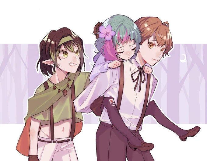 ショタエルフとロリピエロとショタ社長#お花畑青空大写生大会 #ジョー設展 #加画美 