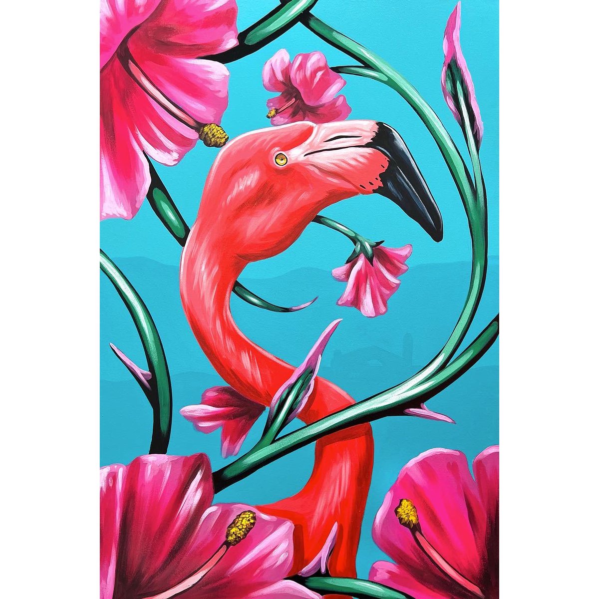 wyn317's tweet photo. This beautiful rendition of the stately flamingo by Ivan Roque was painted live during the special event for the South Beach Wine & Food Festival in partnership with Robert Mondavi. Now available for purchase. Please DM us for inquiries.#ivanroque #wyn317 #sobewff #miami https://t.co/89mh8PlFmA