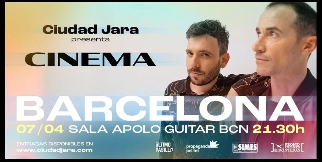 Concert amb CIUDAD JARA dijous a Barcelona.

📍Sala Apolo
⏲️20:30h
🎟️22€

#salaapolo #barcelona #concertscatalunya