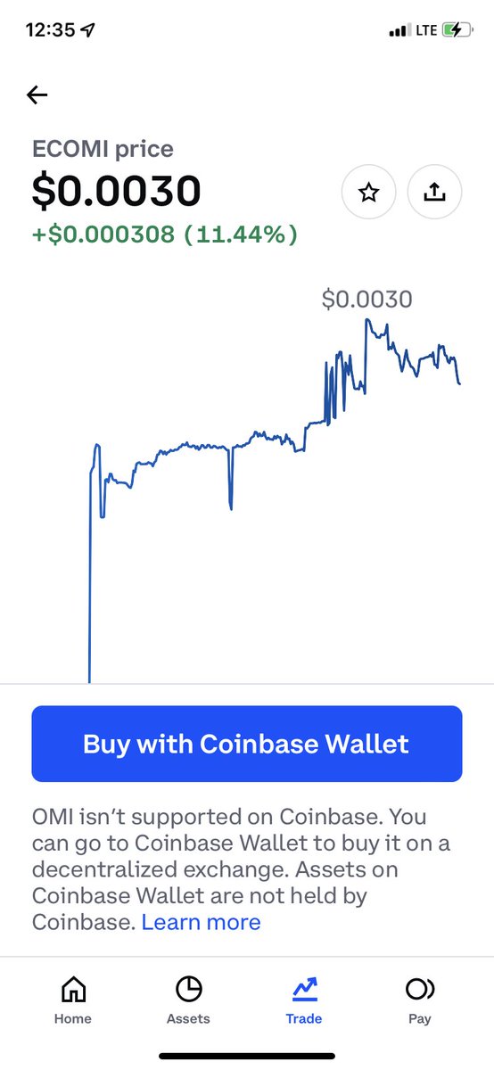 j_dog2020's tweet photo. Umm… I can buy $OMI with CoinBase wallet? 👀 Also, within CoinBase, and/or coinmarketcap, just search for the ERC version of our favorite token to track it’s progress. Let’s Go!! 🚀⭕️🚀 #StillEarly #ecomi @cavellanderson @RealRandyChavez @HodlerPatient @TapsTrades @Asiandan1 https://t.co/O2Jc9Lazl7