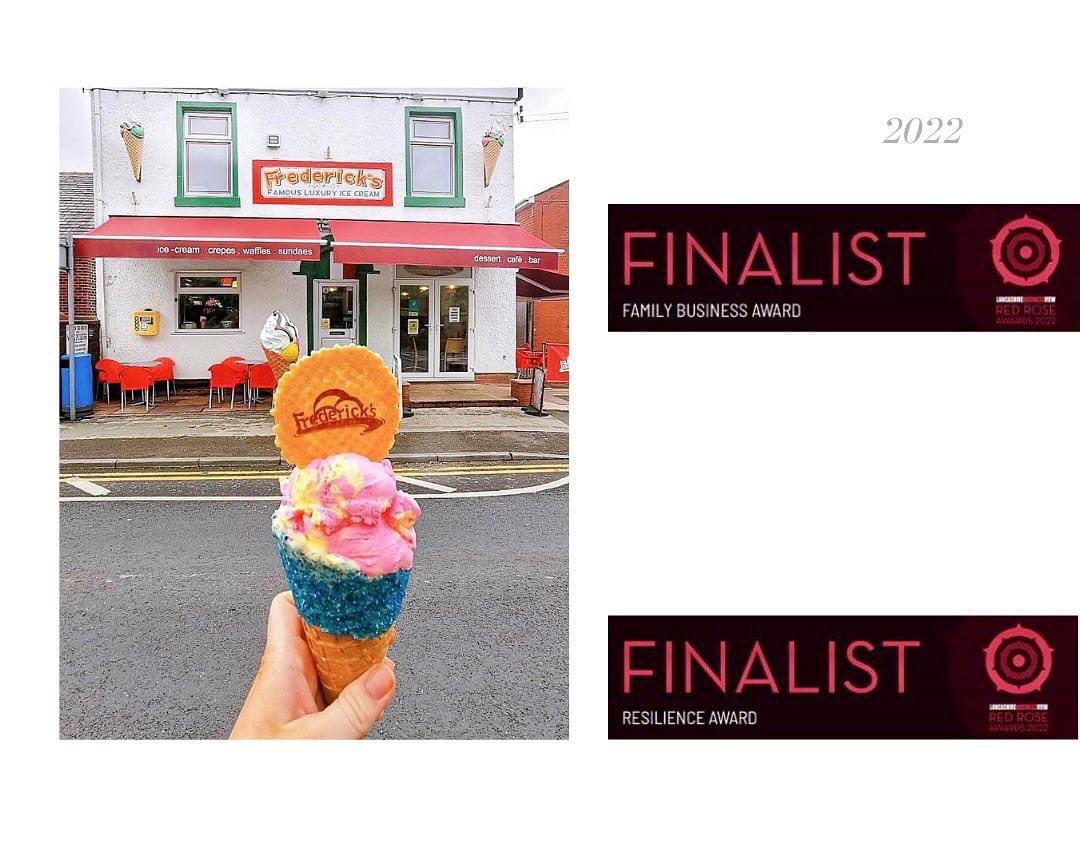 We are pleased to announce that Fredericks Ice Cream are finalists in the Red Rose Awards 2022 in two categories! The Family business award and the Resilience award.🌹 

Thank-you to all our amazing customers😊

Team Fredericks🇮🇹 #redroseawards2022
#familybusiness #resilience