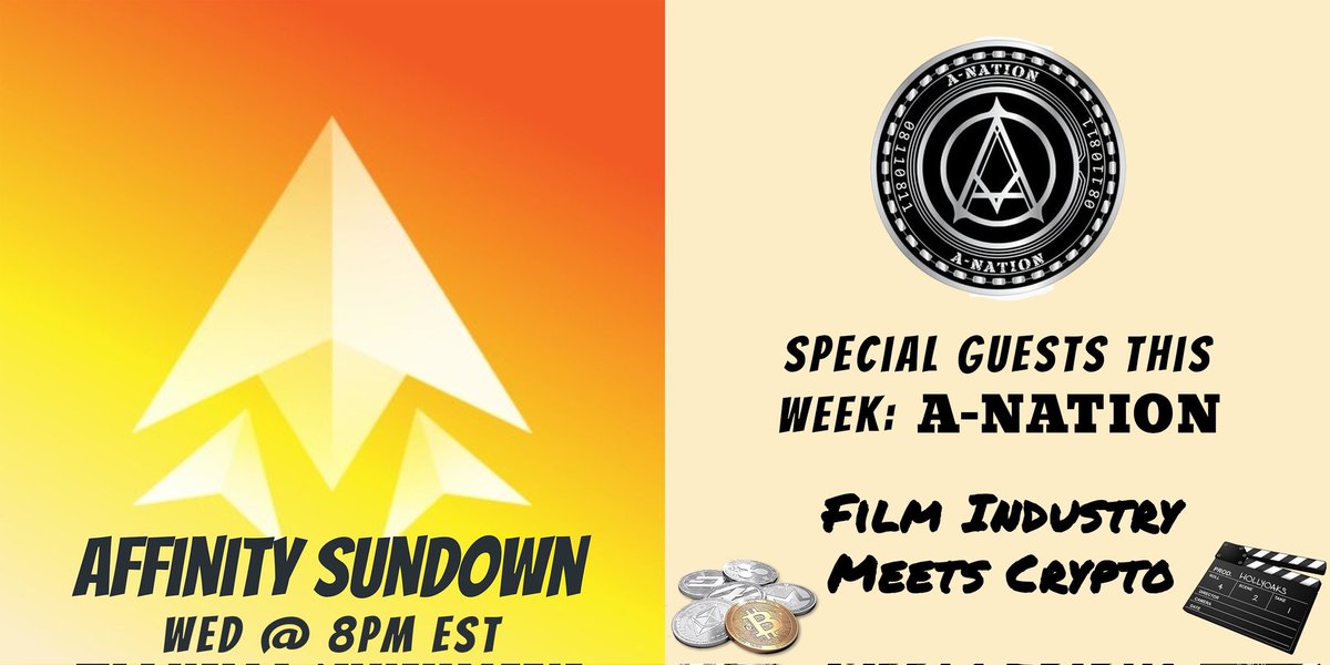XrpOgHodler's tweet photo. Be sure to join us for this weeks Affinity Sundown. Special Guests: A-Nation. You don't want to miss this! Tomorrow at 8PM EST. See you there.
#AffinityArmy @AffinityBSC #AffinityBSC #Affinity
#ADAPT #UniteDefi
@AnationANTN #anation #anationtoken #antn https://t.co/2PAuZ0B9DS
