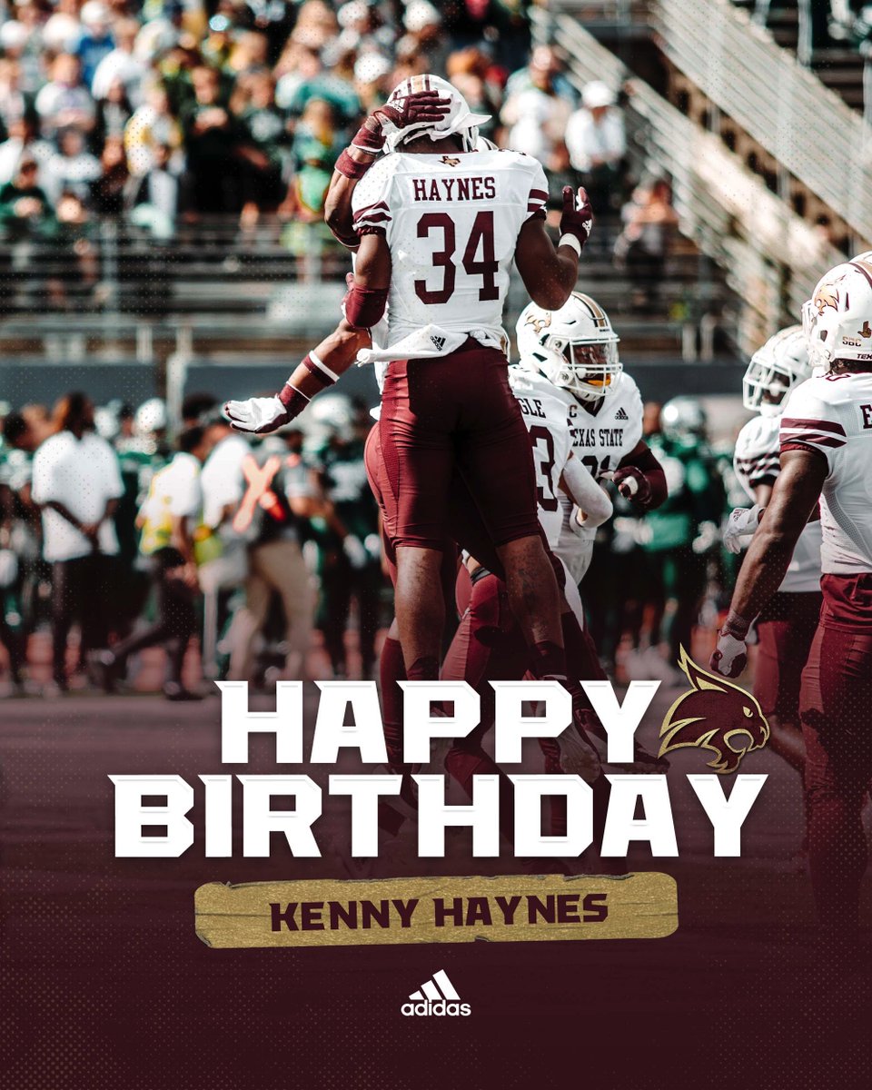 TXSTATEFOOTBALL's tweet photo. 🎂 Happy Birthday to our guys, Jaydan Smith (@jayyydan) and Kenny Haynes (@HaynesKendis)!! 🎂

#TEAM  #EatEmUp https://t.co/AKjcAcj5uW