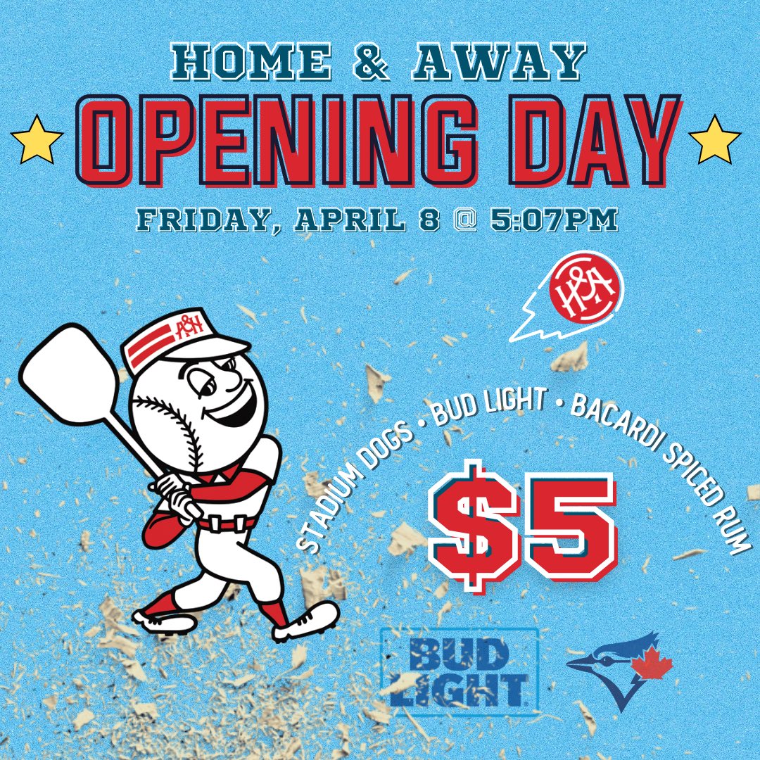 Baseball is back baby! ⚾️🍻🔥🙌
Join us for Opening Day and watch the Blue Jays crush the Rangers 😎
Happy Hour 3-6PM plus Game Day specials 🎉