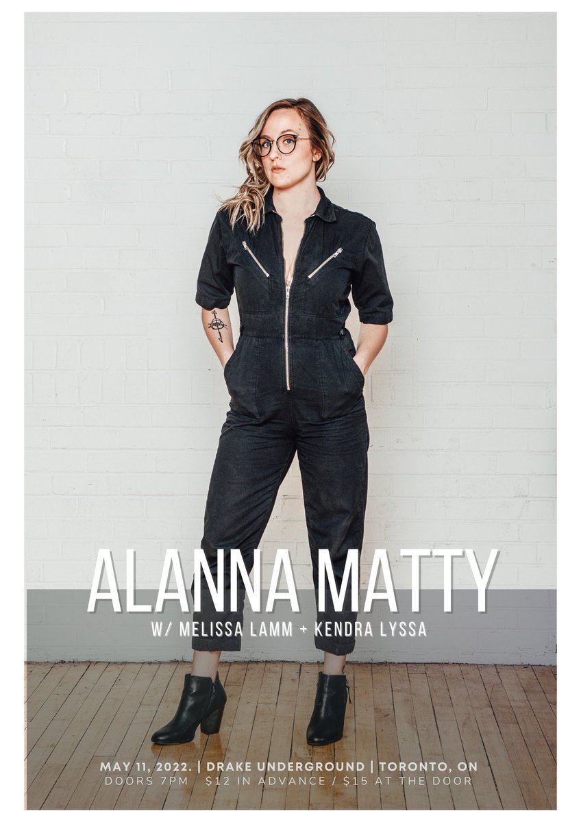 IT IS REALLY HAPPENING
Tickets for my album release show are NOW ON SALE
I am beyond excited to be sharing the stage with @MelissaLammMus and <a href="/kendralyssa/">Kendra Lyssa</a> on May 11th at the Drake Underground
GET DEM TICKETS NOW!
eventbrite.ca/e/alanna-matty…