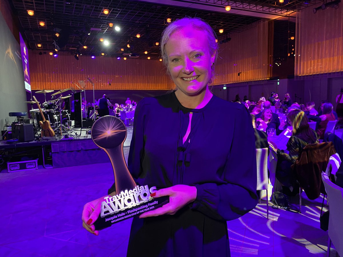 TravMedia_UK's tweet image. Jacquie Hale (@FlashpackingF) is over the moon about winning the influencer rising star of the year award! #travmediaawards