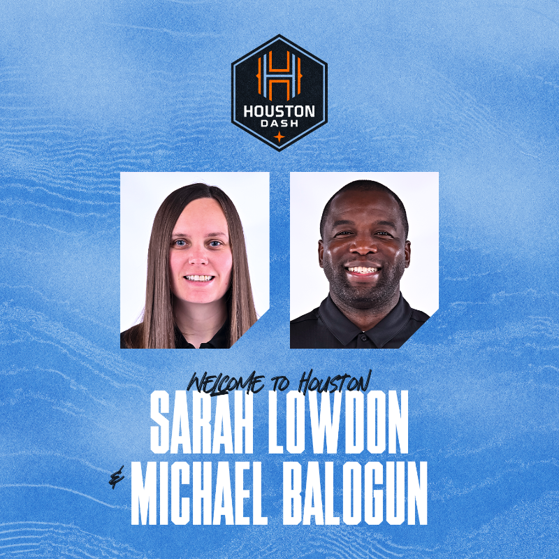 HoustonDash's tweet photo. Welcome to the touchline, y'all!

@SarahLowdon and Michael Balogun have joined James Clarkson's staff ✅

#HoldItDown