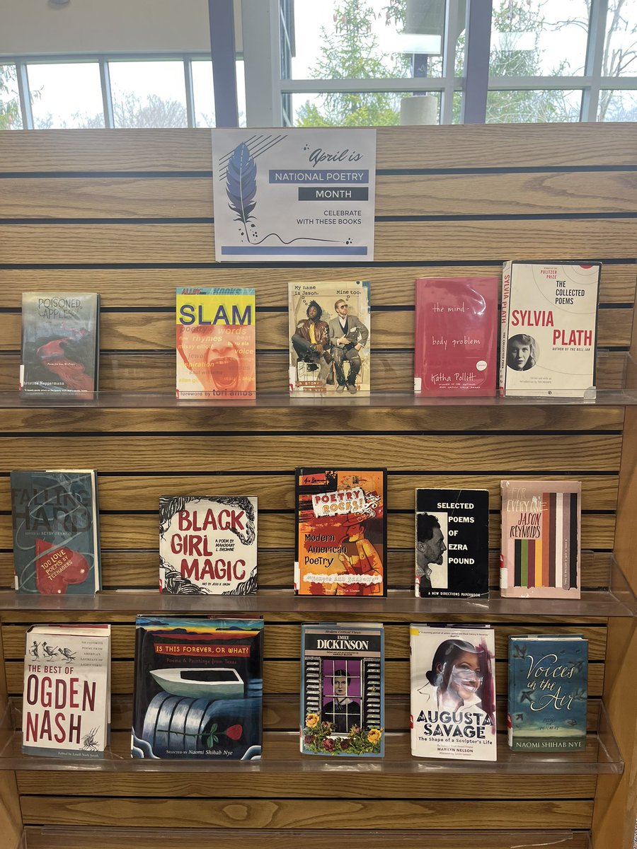 Librarian_Becks's tweet photo. I am extremely proud of my #YAlit book displays. #AutismAcceptanceMonth and #NationalPoetryMonth books are being showcased along with some #bookstofilms as well! I hope my teen patrons will find something new to read! https://t.co/o5JDujJ1LQ