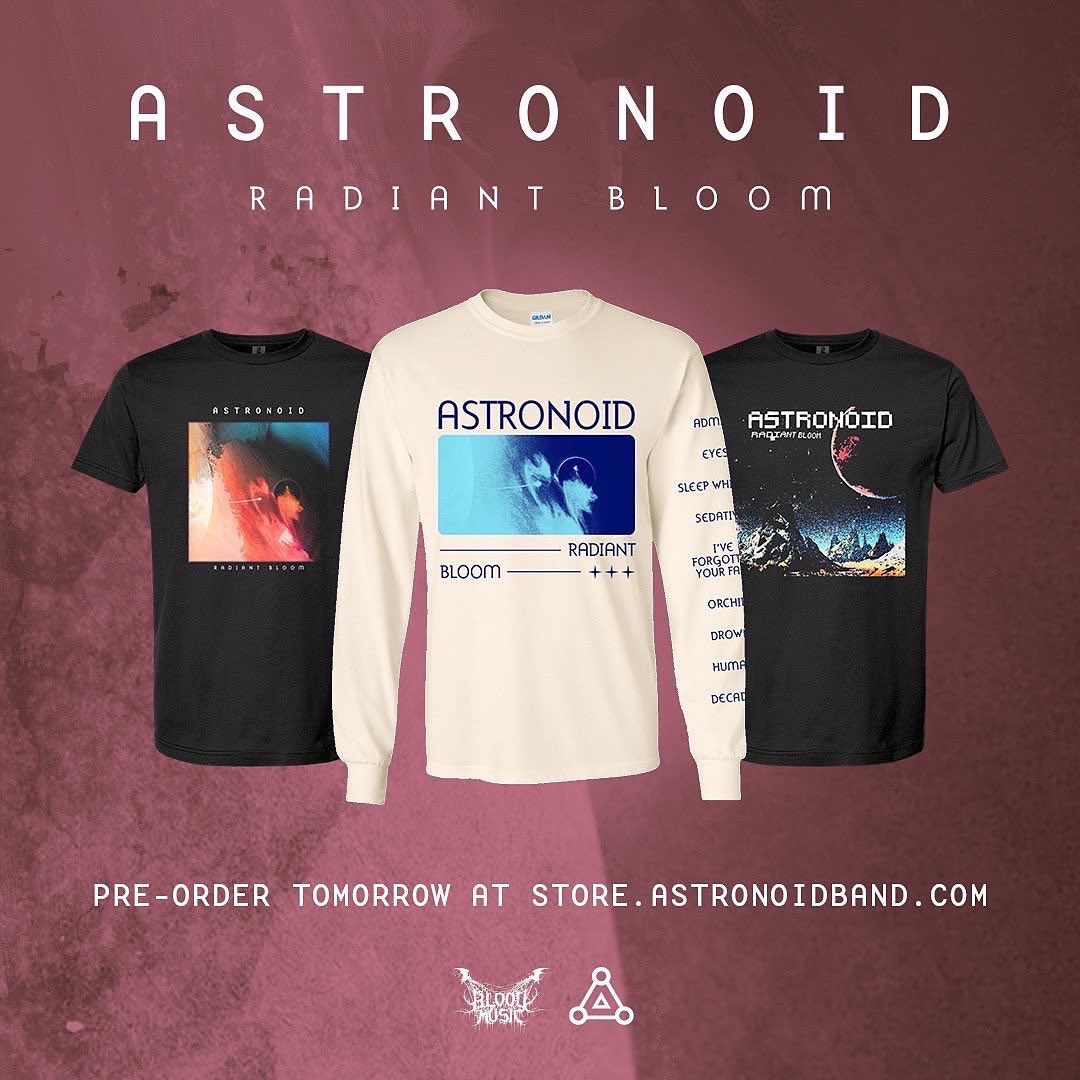 brettstronoid's tweet photo. Tomorrow we'll be launching the band's next chapter. Vinyl, CD, cassette and merch pre-orders available at https://t.co/hgmxI5SeWp starting at 9:00 am EDT along with the launch of the new single, Eyes. Radiant Bloom is out June 3rd!
#astronoid #merch #radiantbloom #3dotrecordings https://t.co/OxQQTsbCMa