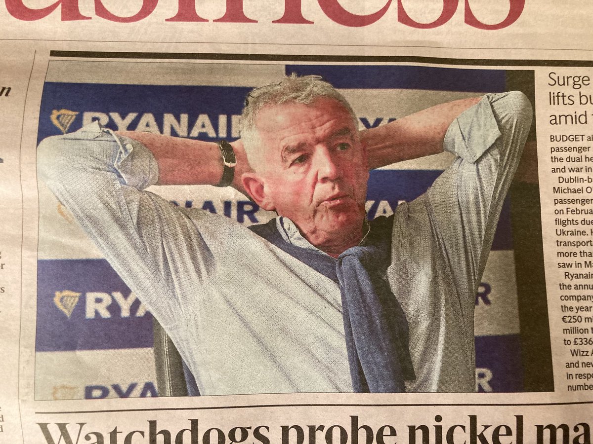 How is it possible that Ryanair flew 11.2 million passengers in March? We have a climate crisis.

O’Leary is making huge profits but looks like he’s just sucked a lemon. Maybe he’s worked out his business is killing life on earth?
#FlyingToExtinction 
#StayGrounded #FlightFree