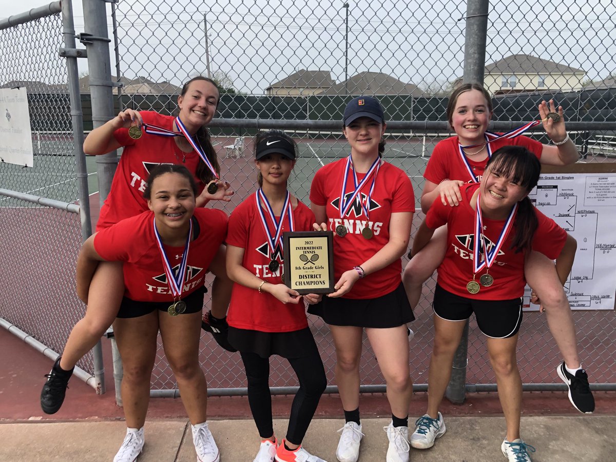 Congratulations to our 7th and 8th grade girls tennis teams and their coach, Coach McCombs! Both teams are District Champions! Way to go, ladies! ❤️