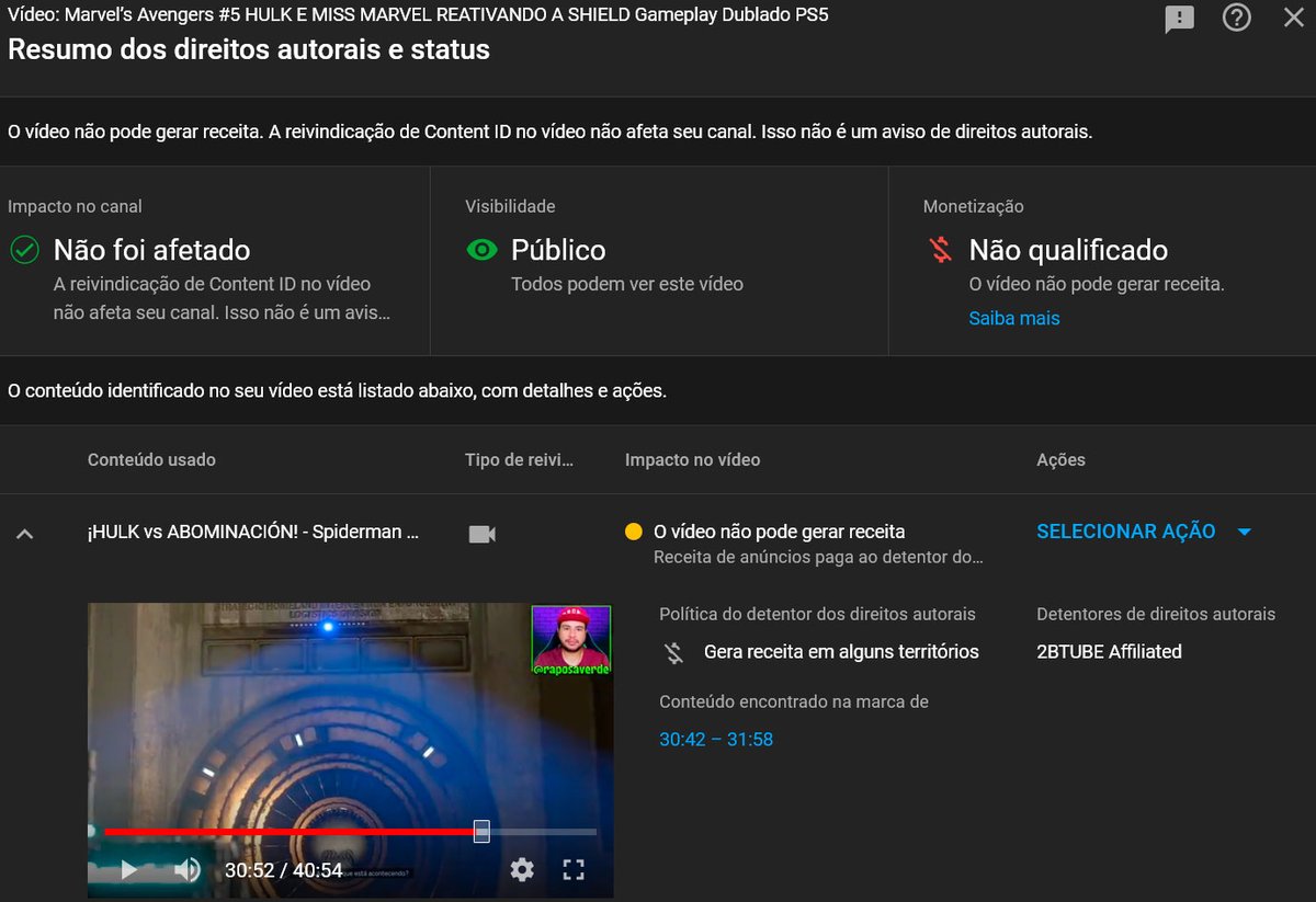 raposaverde_'s tweet photo. @TeamYouTube Esses aqui eu não enviei disputa, tem como me ajudar?
Mesmo YouTuber, mesma network enviando flags indevidos...
Algo precisa ser feito pq tá na cara que é alguma network reivindicando conteúdo q não é dela.
É bem provável q logo menos YouTubers maiores vão reclamar da mesma coisa https://t.co/EDupbuenFJ