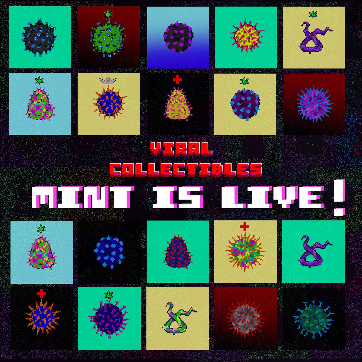 The Viral Collectibles mint is live!  Check out our pricing structure

0-250 cost 0.02 BNB
250 - 350 cost 0.025 BNB
350 - 450 cost 0.03 BNB
450 - 550 cost 0.035 BNB
550 - 650 cost 0.04 BNB
650 - 750 cost 0.045 BNB
750 - 850 cost 0.05 BNB
950-1000 cost 0.06 BNB

🦠GET INFECTED 🦠